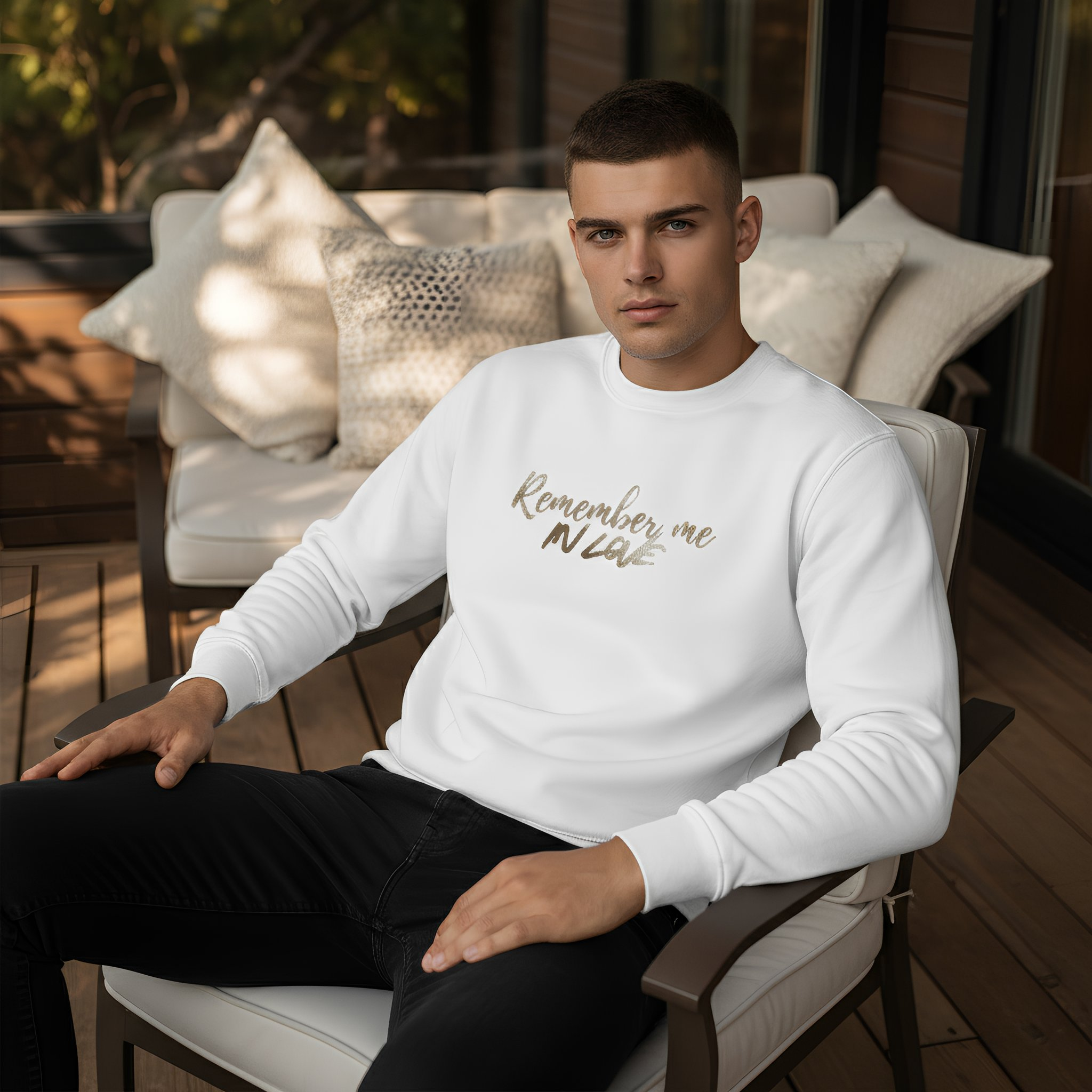 White Sweatshirt  Remember Me Gold